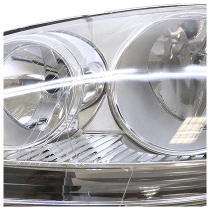 Imagem de Farol Dianteiro Jetta 2005 2006 2007 2008 2009 2010 Máscara Cromada Lisa Acrílico Foco Duplo carcaça Preta