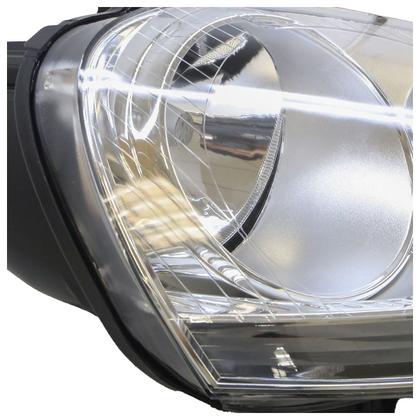 Imagem de Farol Dianteiro Jetta 2005 2006 2007 2008 2009 2010 Máscara Cromada Lisa Acrílico Foco Duplo carcaça Preta