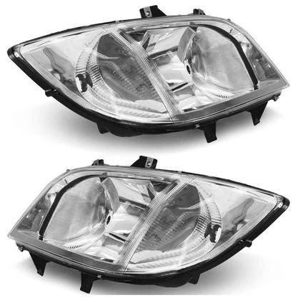 Imagem de Farol Dianteiro Sprinter CDI 2003 2004 2005 2006 2007 2008 2009 2010 2011 Máscara Cromada Lisa Acrílico Foco Duplo