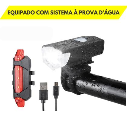 Imagem de Farol Frontal Bicicleta + Lanterna Traseira Kit Ciclismo