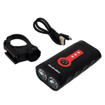 Imagem de Farol Luz Dianteira 2 Leds 900 Lumens Alumínio 3 Funções Bateria USB Preto