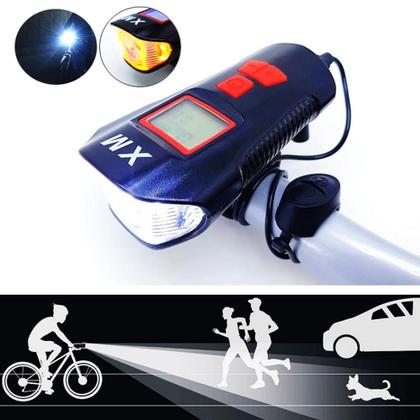 Imagem de Farol Luz LED Sinalizador Para Bike Multifuncional Com Buzina e Velocímetro - XM31337