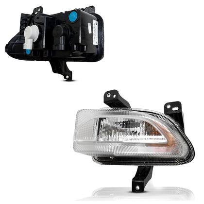 Imagem de Farol Milha Auxiliar Renegade 2015 2016 2017 2018 2019 2020 2021 2022 Superior Estriada Acrílico Carcaça Preta Lado Esquerdo