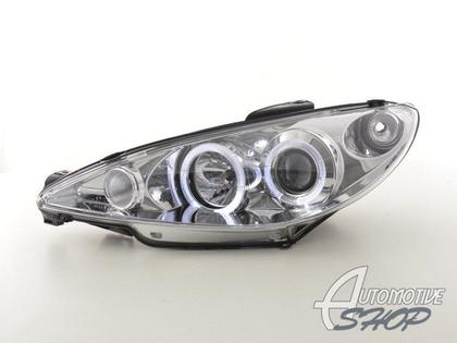 Farol Projector Angel Eyes Leds Peugeot 206 todos Cromo - o Par