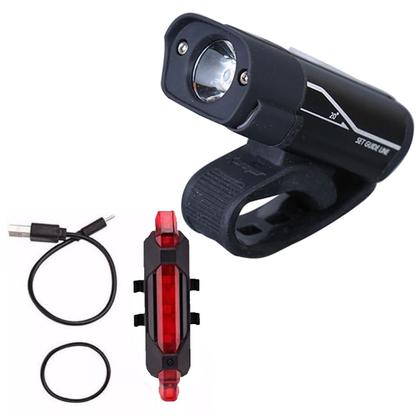 Imagem de Farol Recarregável Para Bicicleta Bike + Lanterna Sinalizador Traseiro Kit Profissional