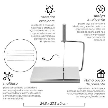 Imagem de Fatiador cortador fio aço inox multifuncional queijo manual mimo - MIMO_STYLE