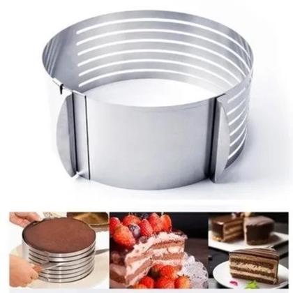 Imagem de Fatiador De Bolo Molde Camadas Em Aço Inoxidável Wincy 30x24 Cm