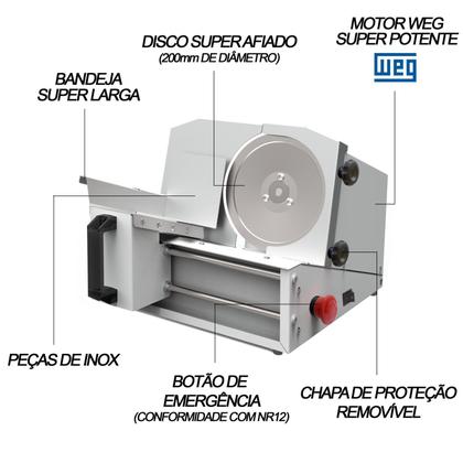 Imagem de Fatiador de Frios Semi Automático 1/3cv 200mm Bivolt Saro Inox