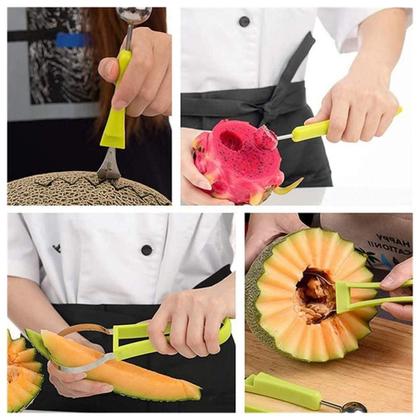 Imagem de Fatiador De Frutas 4 Em 1 Cortador Melancia Melão Aço Inox
