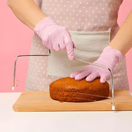 Imagem de Fatiador E Nivelador De Bolos Em Aço Inox Com 2 Fios E Ajuste 31cm Cozinha Confeitaria Uny Home