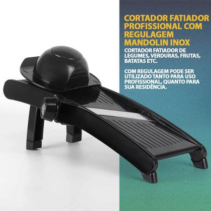 Imagem de Fatiador Tipo Mandolim Com 3 Modos Lâmina De Aço Inox Preto
