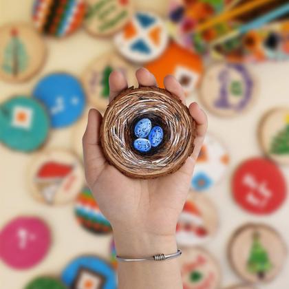 Imagem de Fatias de madeira Fuyit, 30 peças, círculos inacabados de 8 a 9 cm com orifício