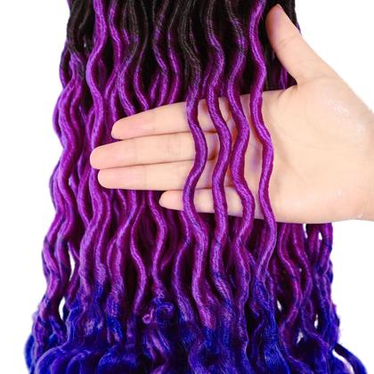 Imagem de Faux Locs Crochet Hair Ms Aloe Ombre Roxo Azul 20 polegadas