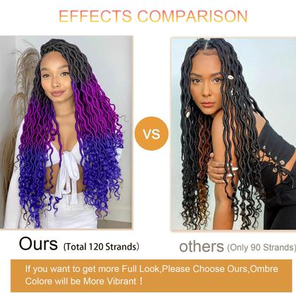 Imagem de Faux Locs Crochet Hair Ms Aloe Ombre Roxo Azul 20 polegadas