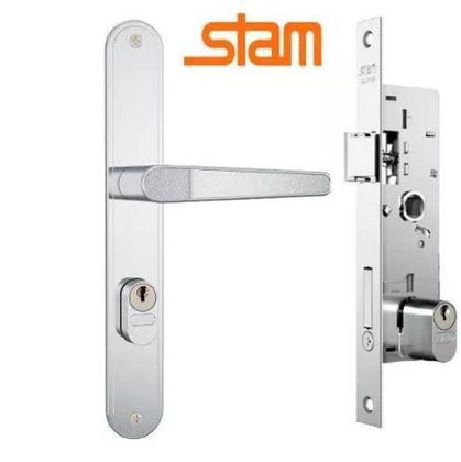 Imagem de FECH.  601-602/03 - ESP. INOX Fechadura Stam Porta Ferro/alumínio 601-602/03 Esp Inox 20mm