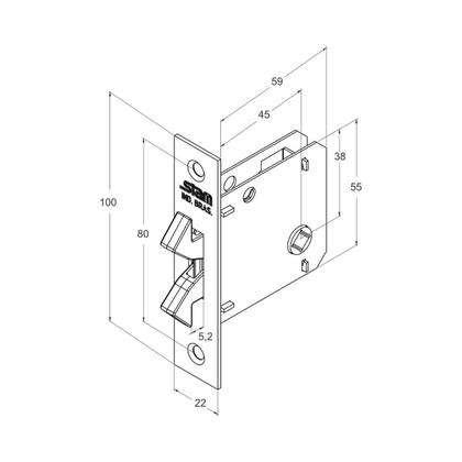 Imagem de Fechadura 1006S Wc Porta De Correr Retangular Cromado Stam