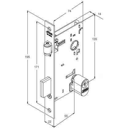 Imagem de Fechadura 1601 Rolete para Porta Pivotante Roseta Quadrada Cromada 55mm Stam