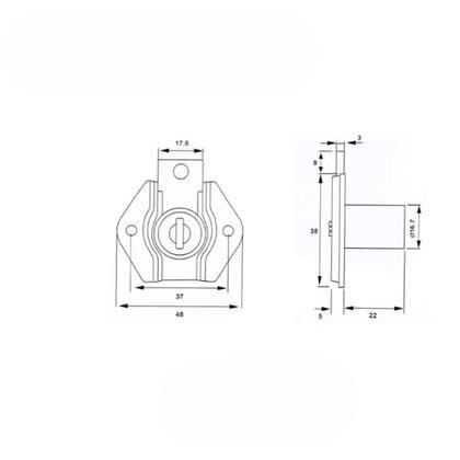 Imagem de Fechadura 22mm Lingueta Porta Gaveta Armário Móveis 2 Chaves