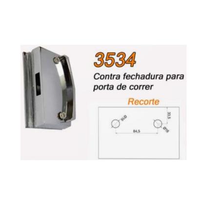 Imagem de Fechadura 3530 bico de papagaio para porta de correr + contra fechadura 3534 v/v - Cromado