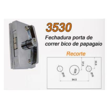 Imagem de Fechadura 3530 bico de papagaio para porta de correr + contra fechadura 3534 v/v - Cromado