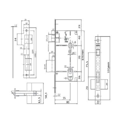 Imagem de Fechadura 6236 Architect Banheiro ST2 ROS 323 55mm Cromo Acetinado CRA La Fonte