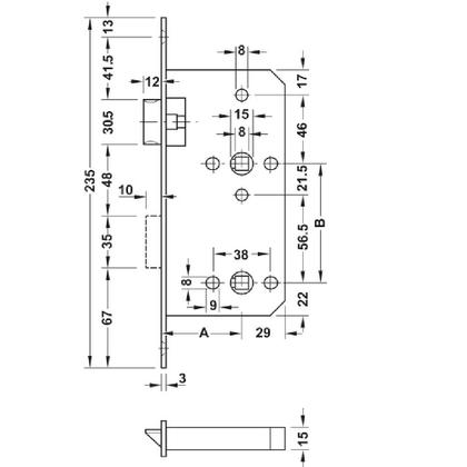 Imagem de Fechadura Anguli Banheiro Hafele Inox Polido 911.83.011