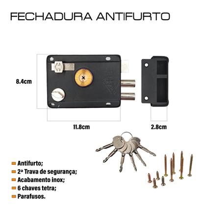 Imagem de Fechadura Anti-Furto com Pino Duplo e Chave Tetra Elite