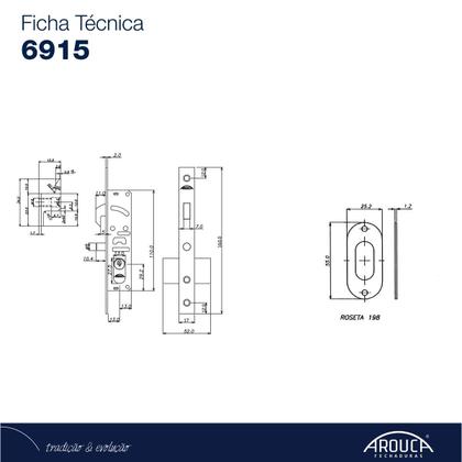 Imagem de Fechadura Arouca 6915A Porta Aluminio Correr Bico De Papagaio Suprema Cromada