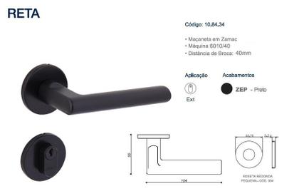 Imagem de Fechadura Arouca Externa Reta Z 40mm Acabamento Preto