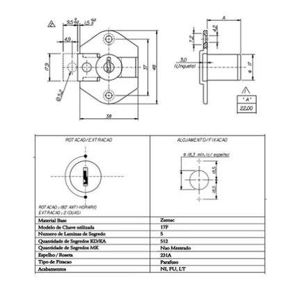 Imagem de Fechadura Artigo 871-22MM Cromada Para Móveis - Papaiz