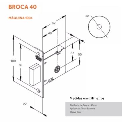 Imagem de Fechadura Auxiliar Tetra Inox 1004 Stam