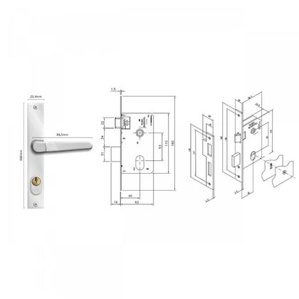 Imagem de Fechadura Bella Aço Cromado Externa 40mm MGM