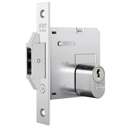 Imagem de Fechadura Biel 1006 para Porta de Bater e Correr com Roseta Quadrada Cromado - 10893 - STAM