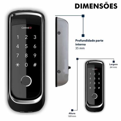 Imagem de fechadura biométrica e bluetooth digital eletronica porta madeira portão interna externa sobrepor
