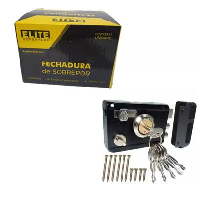 Imagem de Fechadura Chave Tetra de Sobrepor c/ Trava Anti-Furto Alta Segurança