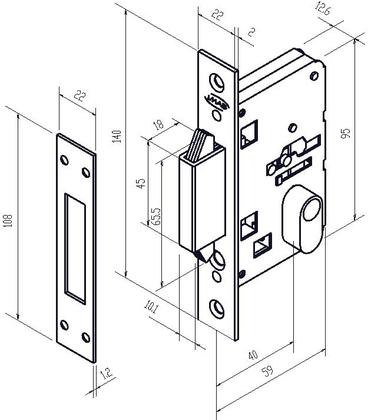 Imagem de Fechadura Correr Bico Duplo Expansiva WC Imab 2441 Cromada