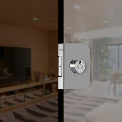 Imagem de Fechadura Cromada Com Cilindro Redondo Para Porta de Vidro Correr 2002 Stam