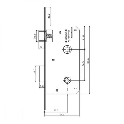 Imagem de Fechadura DAMA Cromada Arouca 40mm Roseta Quadrada Inox