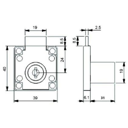 Imagem de Fechadura de Embutir 32 mm com Chave Dobrável Cromada