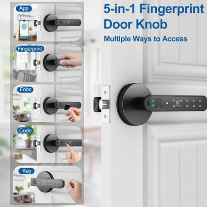 Imagem de Fechadura de porta com impressão digital Foxgard Smart 5 em 1 para quarto