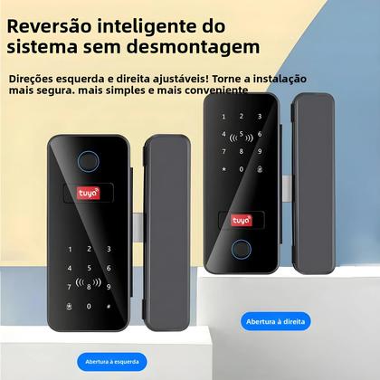 Imagem de Fechadura De Porta De Vidro Inteligente Tuya Com Impressão Digital, Senha, Cartão IC E Controle