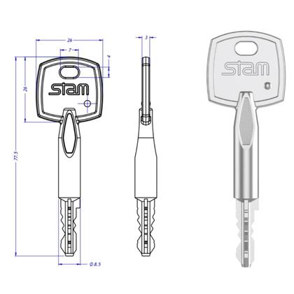 Imagem de Fechadura de Segurança Trava Auxiliar 1003 Tetra Chave Cromado 18mm Stam