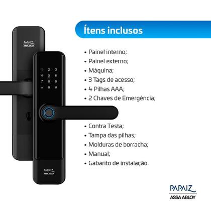 Imagem de Fechadura Digital Biométrica Papaiz SL150 Embutir Touch Senha Cartão RFID Tag Eletrônica