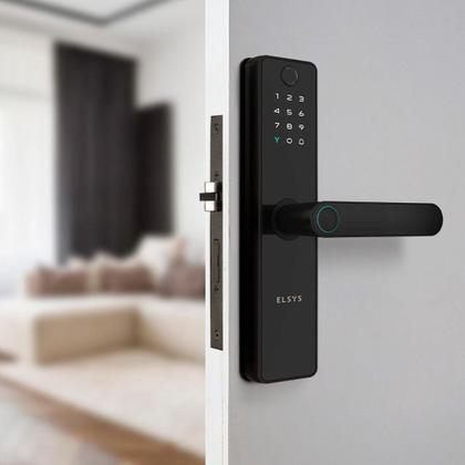 Imagem de Fechadura Digital de Embutir Elsys, Wi-Fi, Biometria, Câmera, Preto - ESF-DE5100I