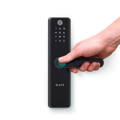 Imagem de Fechadura Digital de Embutir Elsys, Wi-Fi, Biometria, Câmera, Preto - ESF-DE5100I