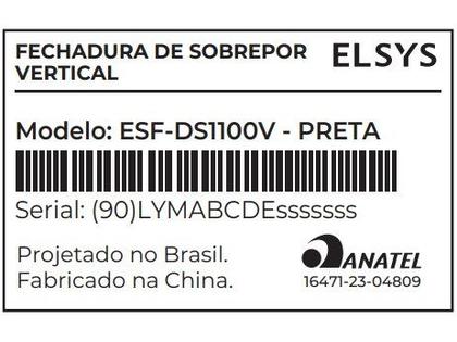 Imagem de Fechadura Digital de Sobrepor, Abertura por senha ou Tag Pop Preta DS1100V Elsys