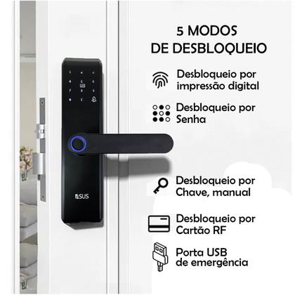 Imagem de Fechadura Digital Eletronica Biometria Senha Cartao Porta Chave Residencia Escritorio Segurança Privacidade Anti Furto