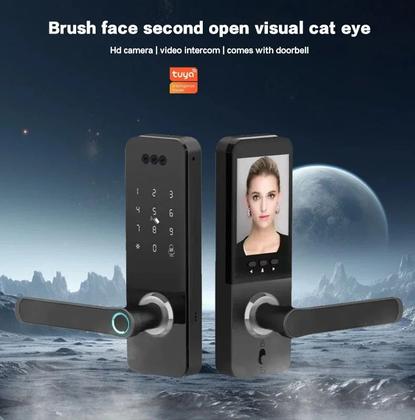 Imagem de Fechadura Digital Eletrônica Reconhecimento facial biometria mini ideal apartamento Wifi - SA-FD25