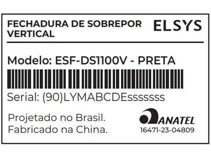Imagem de Fechadura Digital Elsys Pop ESF-DS1100V com Senha Interna de Sobrepor
