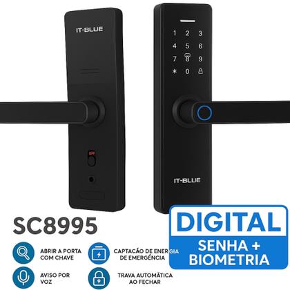 Imagem de Fechadura Digital Inteligente Biometria Touch Wifi It-Blue